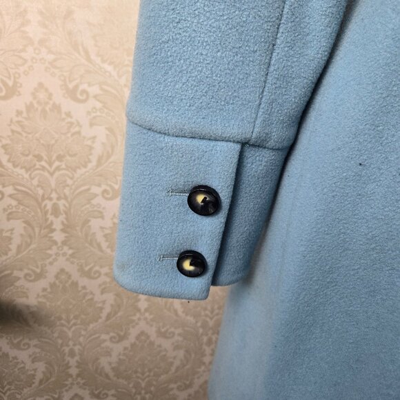 Macintosh New England Size 10 Light Blue Wool Coat Button Front Peter Pan Collar - Picture 7 of 12